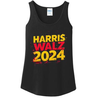 Harris Walz 2024 Typography Vibrant Dynamic Ladies Essential Tank