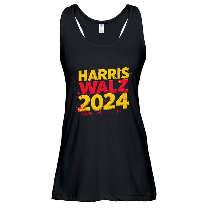 Harris Walz 2024 Typography Vibrant Dynamic Ladies Essential Flowy Tank