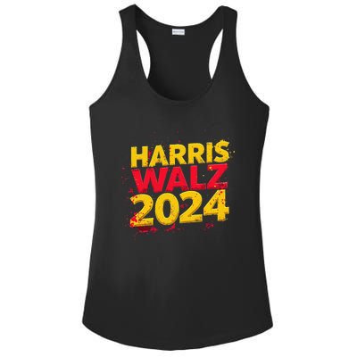 Harris Walz 2024 Typography Vibrant Dynamic Ladies PosiCharge Competitor Racerback Tank