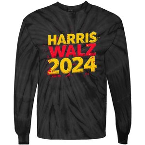 Harris Walz 2024 Typography Vibrant Dynamic Tie-Dye Long Sleeve Shirt