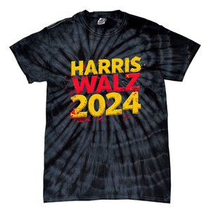 Harris Walz 2024 Typography Vibrant Dynamic Tie-Dye T-Shirt