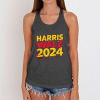 Harris Walz 2024 Typography Vibrant Dynamic Women's Knotted Racerback Tank