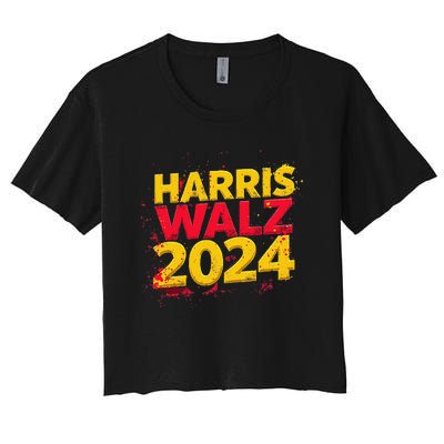 Harris Walz 2024 Typography Vibrant Dynamic Women's Crop Top Tee