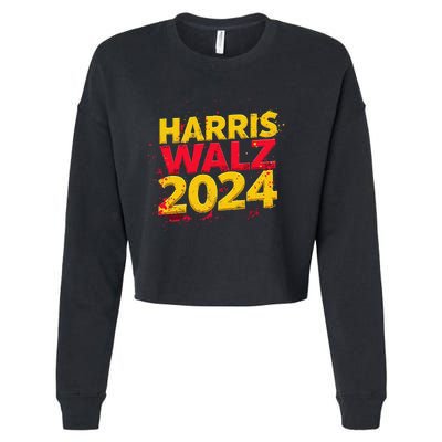 Harris Walz 2024 Typography Vibrant Dynamic Cropped Pullover Crew