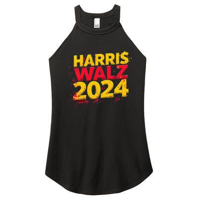 Harris Walz 2024 Typography Vibrant Dynamic Women’s Perfect Tri Rocker Tank