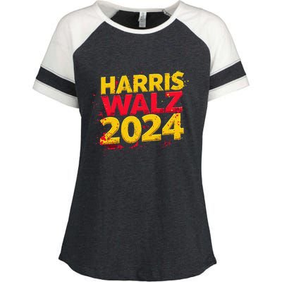 Harris Walz 2024 Typography Vibrant Dynamic Enza Ladies Jersey Colorblock Tee