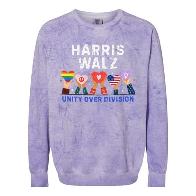 Harris Walz 2024 Unity Over Division Harris Walz 2024 Colorblast Crewneck Sweatshirt