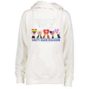 Harris Walz 2024 Unity Over Division Harris Walz 2024 Womens Funnel Neck Pullover Hood