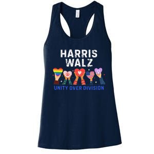 Harris Walz 2024 Unity Over Division Harris Walz 2024 Women's Racerback Tank