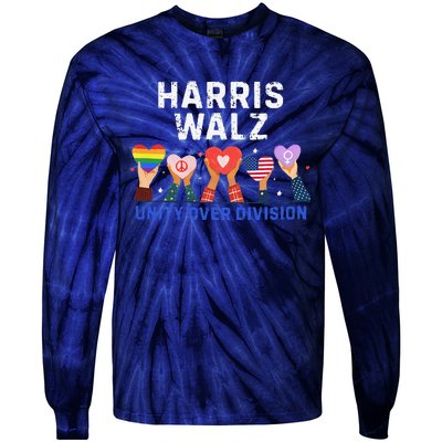 Harris Walz 2024 Unity Over Division Harris Walz 2024 Tie-Dye Long Sleeve Shirt