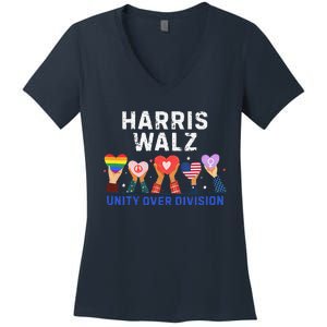 Harris Walz 2024 Unity Over Division Harris Walz 2024 Women's V-Neck T-Shirt