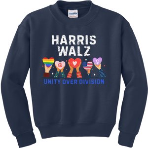 Harris Walz 2024 Unity Over Division Harris Walz 2024 Kids Sweatshirt