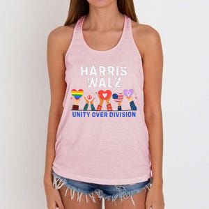 Harris Walz 2024 Unity Over Division Harris Walz 2024 Women's Knotted Racerback Tank