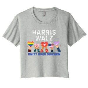 Harris Walz 2024 Unity Over Division Harris Walz 2024 Women's Crop Top Tee