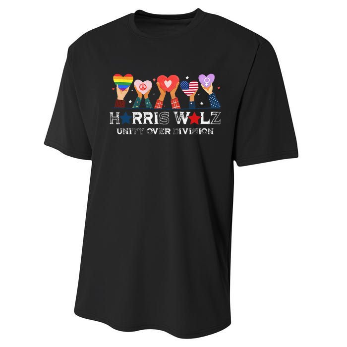 Harris Walz 2024 Unity Over Division Harris Walz 2024 Performance Sprint T-Shirt