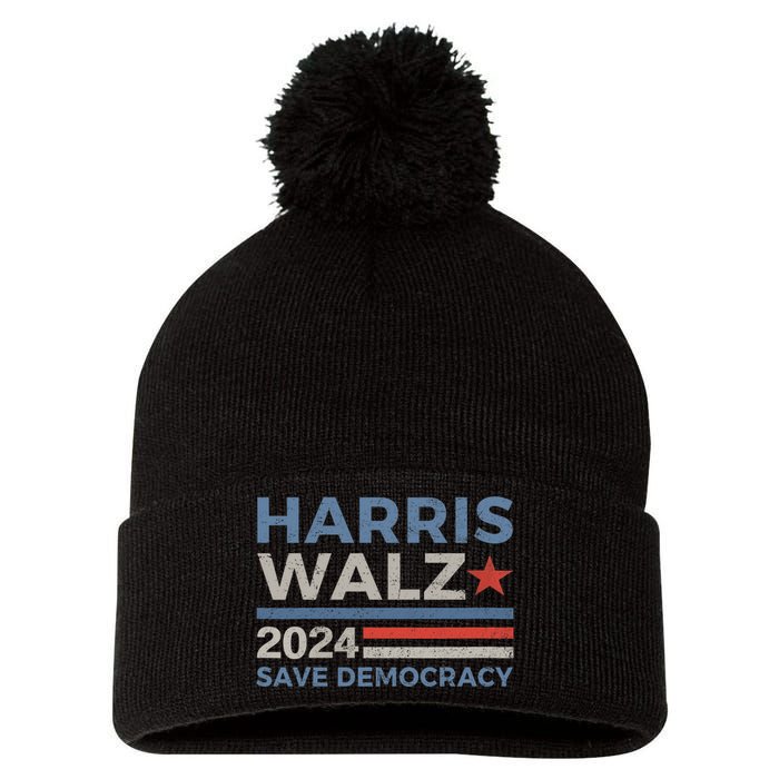 Harris Waltz 2024 Vice President Kamala Harris Tim Walz 2024 Pom Pom 12in Knit Beanie