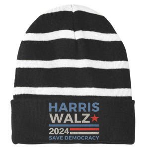 Harris Waltz 2024 Vice President Kamala Harris Tim Walz 2024 Striped Beanie with Solid Band