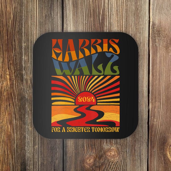 Harris Waltz 2024 For A Brighter Tomorrow Boho Aesthetic Coaster