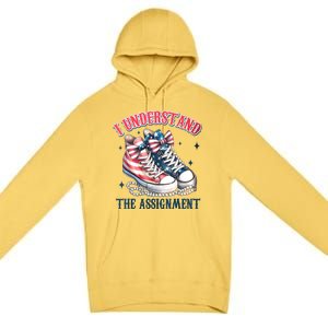 Harris Walz 2024 I Understand The Assignment Chucks And Pearls Gift Premium Pullover Hoodie