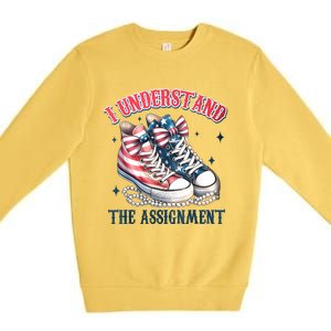 Harris Walz 2024 I Understand The Assignment Chucks And Pearls Gift Premium Crewneck Sweatshirt