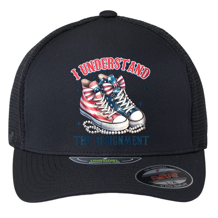 Harris Walz 2024 I Understand The Assignment Chucks And Pearls Gift Flexfit Unipanel Trucker Cap