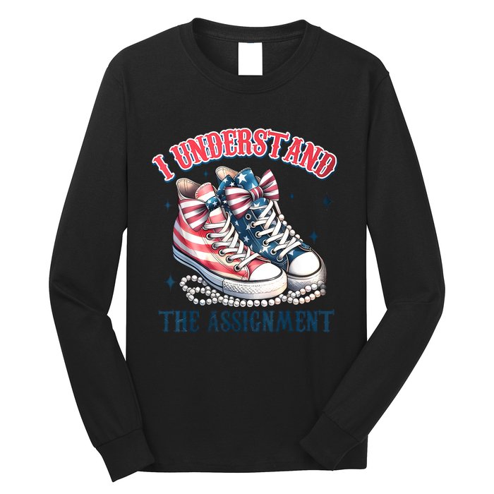 Harris Walz 2024 I Understand The Assignment Chucks And Pearls Gift Long Sleeve Shirt