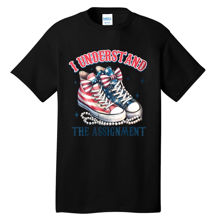 Harris Walz 2024 I Understand The Assignment Chucks And Pearls Gift Tall T-Shirt