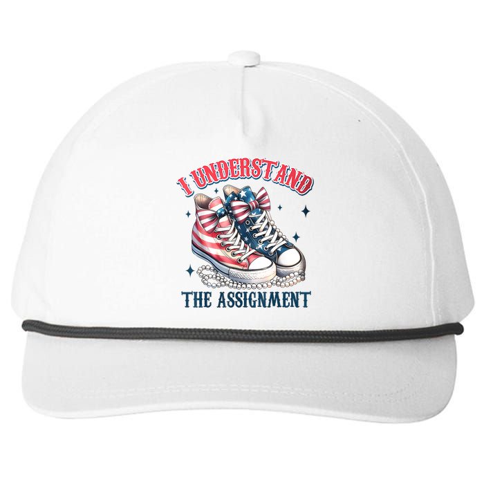 Harris Walz 2024 I Understand The Assignment Chucks And Pearls Gift Snapback Five-Panel Rope Hat