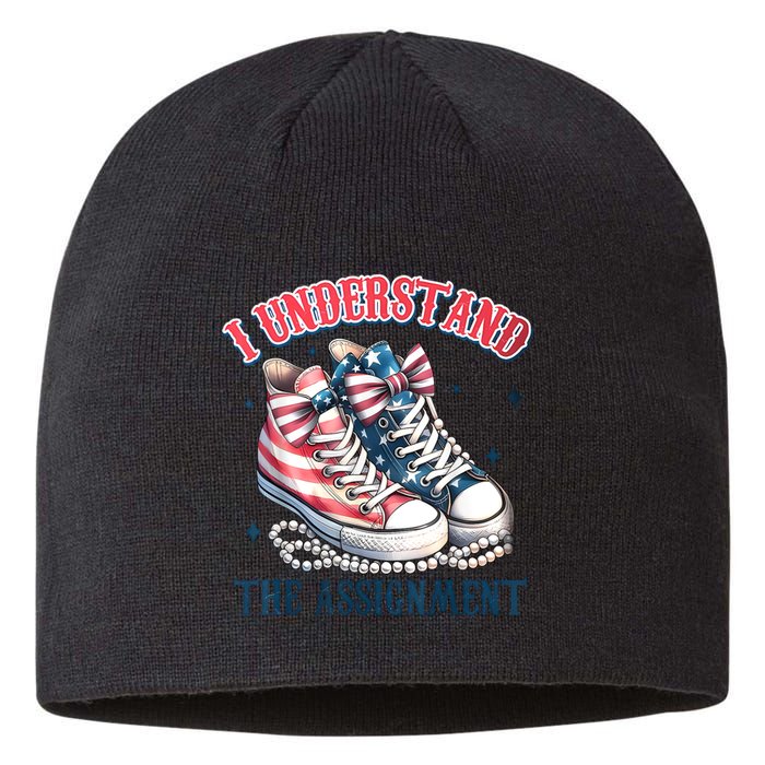 Harris Walz 2024 I Understand The Assignment Chucks And Pearls Gift Sustainable Beanie