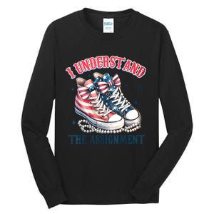 Harris Walz 2024 I Understand The Assignment Chucks And Pearls Gift Tall Long Sleeve T-Shirt