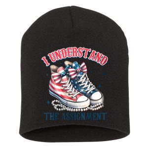 Harris Walz 2024 I Understand The Assignment Chucks And Pearls Gift Short Acrylic Beanie