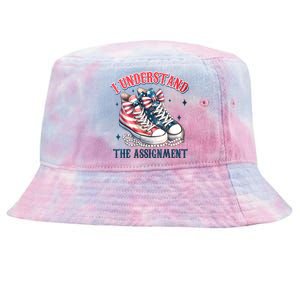 Harris Walz 2024 I Understand The Assignment Chucks And Pearls Gift Tie-Dyed Bucket Hat