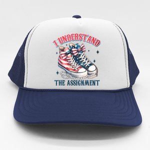 Harris Walz 2024 I Understand The Assignment Chucks And Pearls Gift Trucker Hat