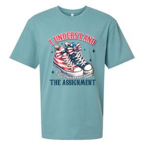 Harris Walz 2024 I Understand The Assignment Chucks And Pearls Gift Sueded Cloud Jersey T-Shirt