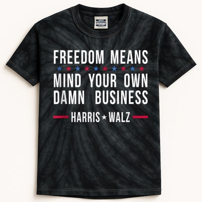 Harris Walz 2024 Mind Your Own Damn Business Kids Tie-Dye T-Shirt