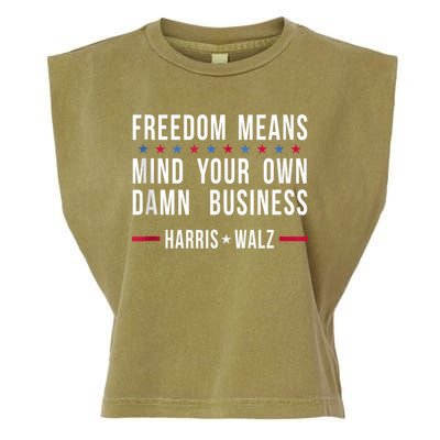 Harris Walz 2024 Mind Your Own Damn Business Garment-Dyed Women's Muscle Tee