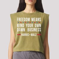 Harris Walz 2024 Mind Your Own Damn Business Garment-Dyed Women's Muscle Tee