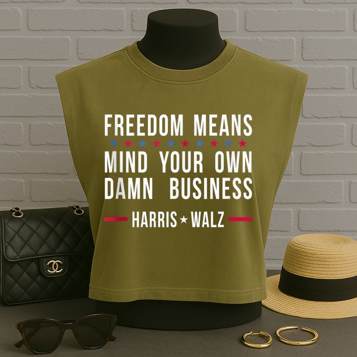 Harris Walz 2024 Mind Your Own Damn Business Garment-Dyed Women's Muscle Tee