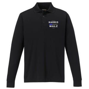 Harris Waltz 2024 President Election Kamala Harris Tim Waltz Performance Long Sleeve Polo