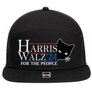 Harris Waltz 2024 For The People Cat Lady Kamala Harris 2024 7 Panel Mesh Trucker Snapback Hat