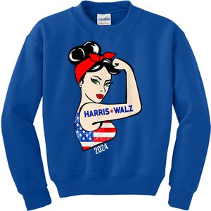 Harris Waltz 2024 Election Female Strong Kids Sweatshirt