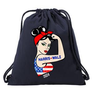 Harris Waltz 2024 Election Female Strong Drawstring Bag