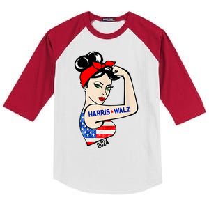 Harris Waltz 2024 Election Female Strong Kids Colorblock Raglan Jersey