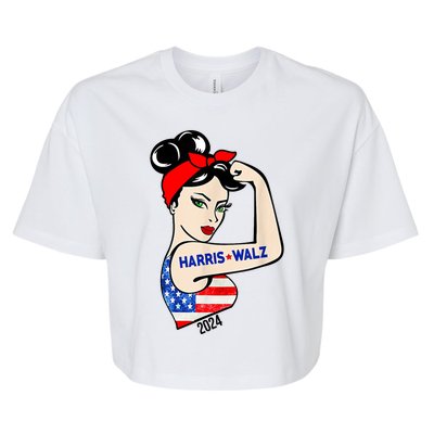 Harris Waltz 2024 Election Female Strong Bella+Canvas Jersey Crop Tee