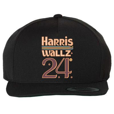 Harris Walz 2024 Funny Gift Abstract Vintage Design Cool Gift Wool Snapback Cap