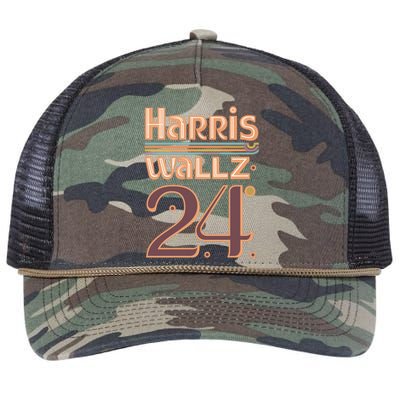 Harris Walz 2024 Funny Gift Abstract Vintage Design Cool Gift Retro Rope Trucker Hat Cap