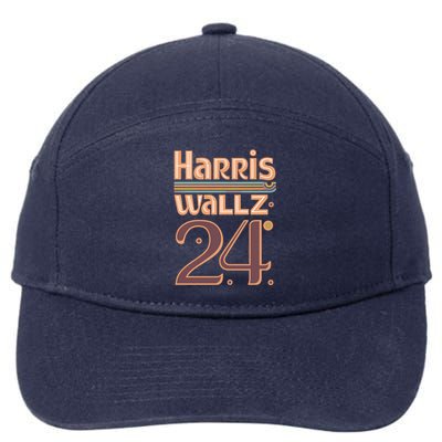 Harris Walz 2024 Funny Gift Abstract Vintage Design Cool Gift 7-Panel Snapback Hat