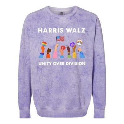 Harris Waltz 2024 Unity Over Division Colorblast Crewneck Sweatshirt