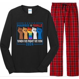 Harris Walz 2024 When We Fight We Win Long Sleeve Pajama Set