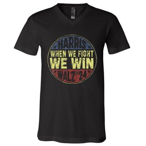 Harris Waltz 2024 When We Fight We Win American Election V-Neck T-Shirt